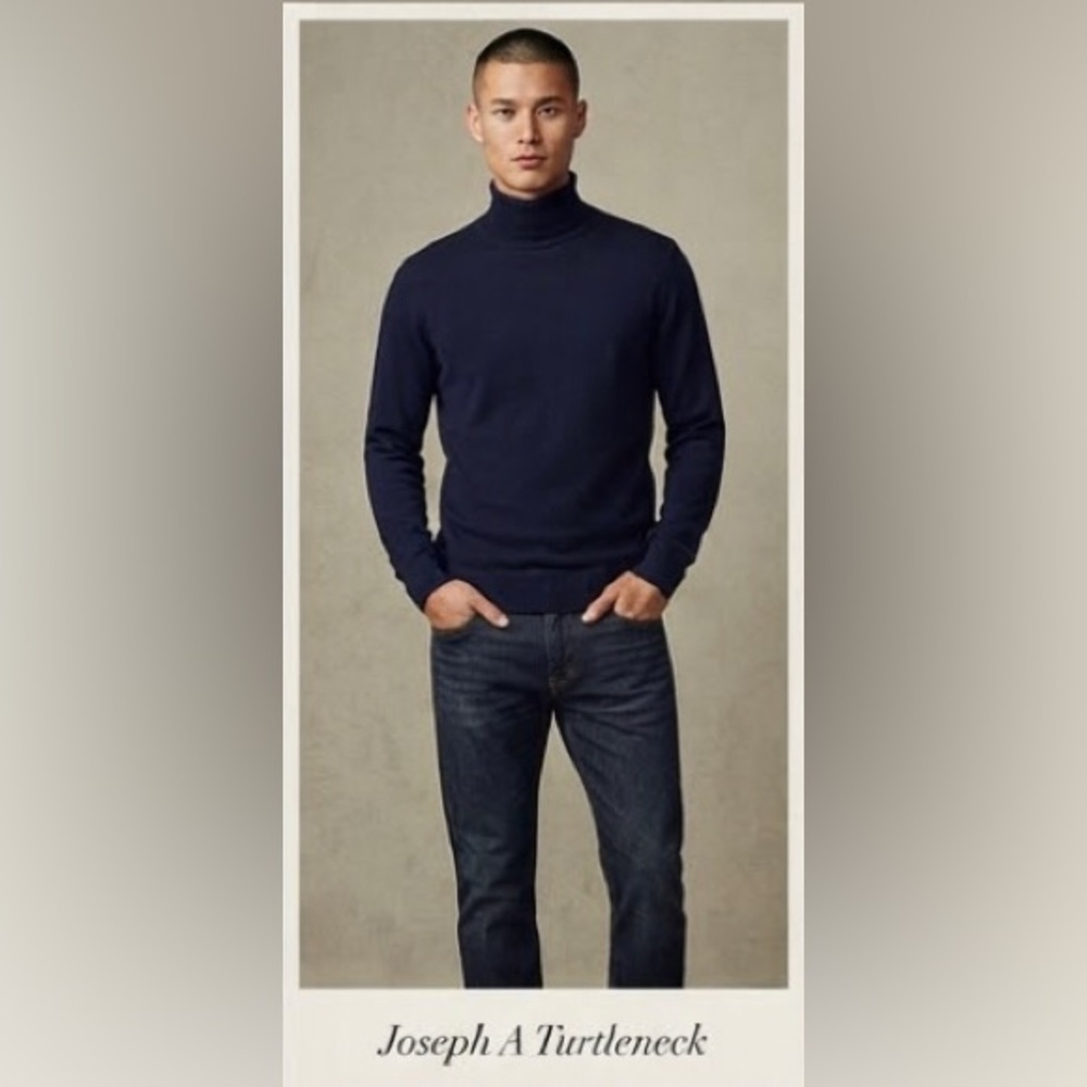 Joseph A Blue Turtleneck Sweater Soft Knit Design